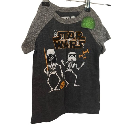 Star Wars Glow-In-The-Dark Skeleton Graphic Toddler T-Shirt 12M Charcoal Heather - Picture 3 of 7